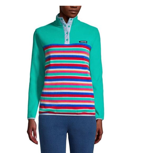 Lands' End Women's Heritage Fleece Snap Neck Pullover Sweatshirt Large - Picture 1 of 9